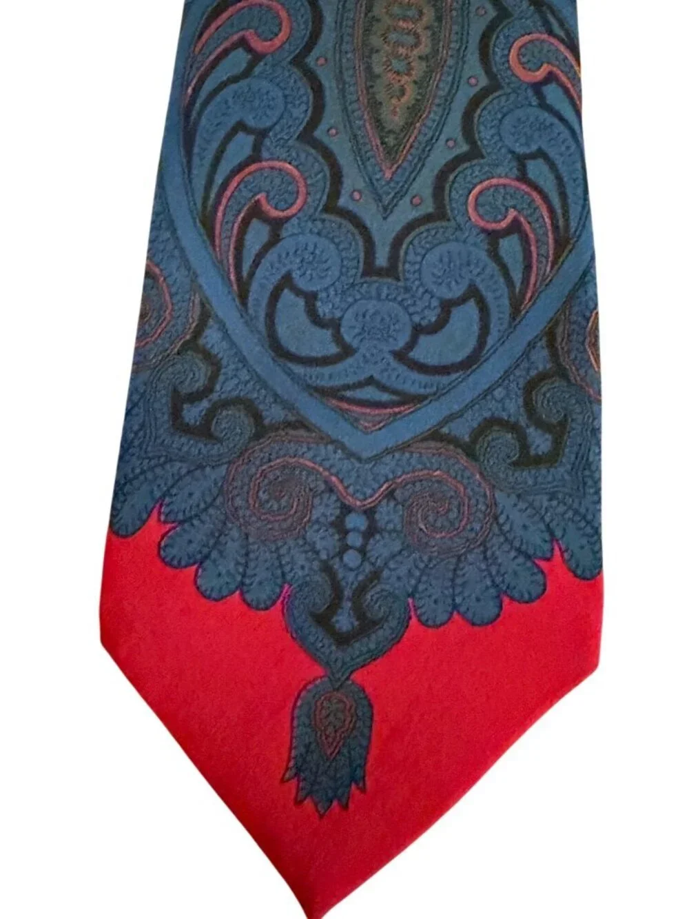 Polo Ralph Lauren Mens Tie Silk Two-tone Paisley Pattern OS Pointed-end Vintage
